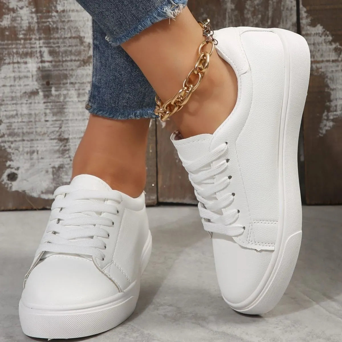 Round Toe Platform Sneakers.