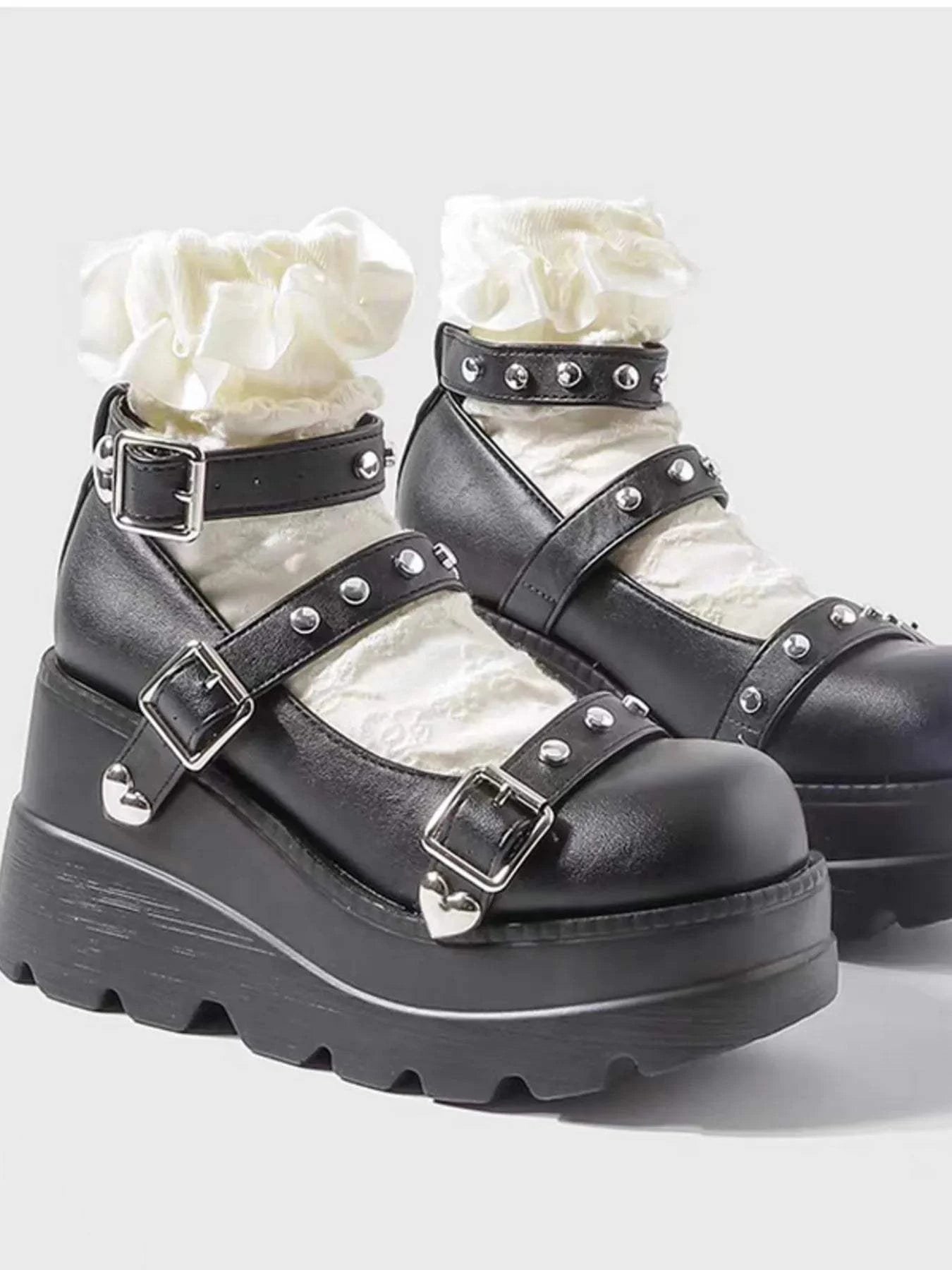 Platform Mary Jane Shoes with Triple Buckle Straps for Stylish Comfort - Redemption By Ashley North