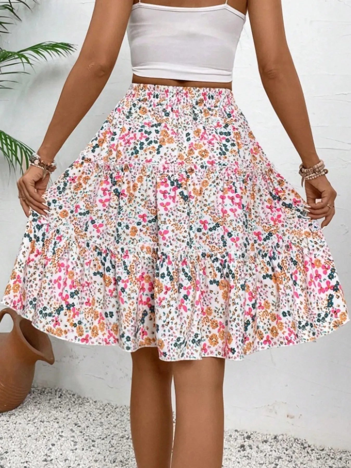 Floral Print Midi Skirt - Chic and Elegant Women's Fashion Statement - Redemption By Ashley North