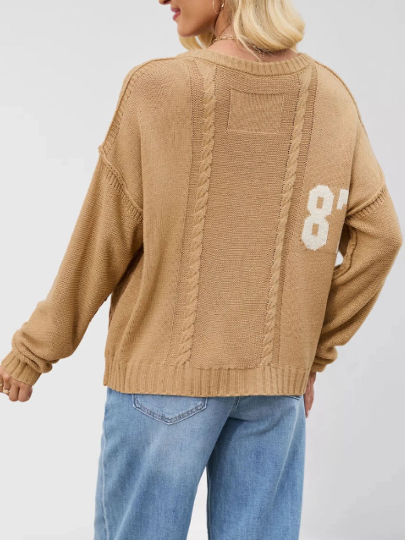 Number 81 Oversized Cable Knit Sweater.
