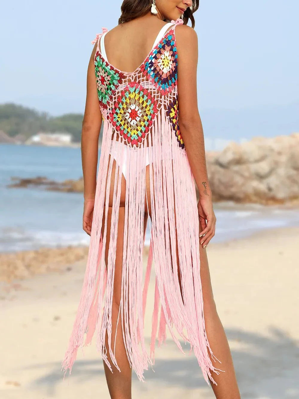 Fringe Cover-Up Dress with Spaghetti Straps - Redemption By Ashley North