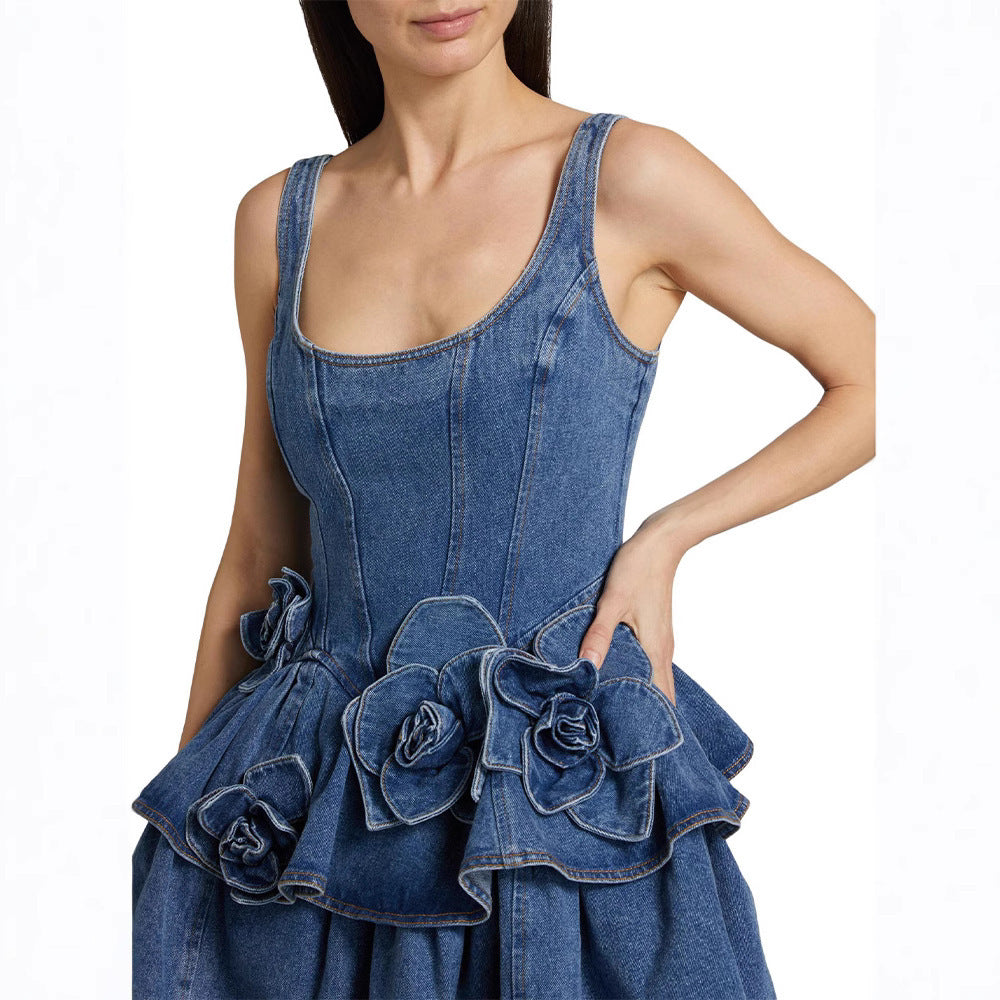 Flower Slimming A-Line Dress Double Layer Short Skirt for Women - Redemption By Ashley North