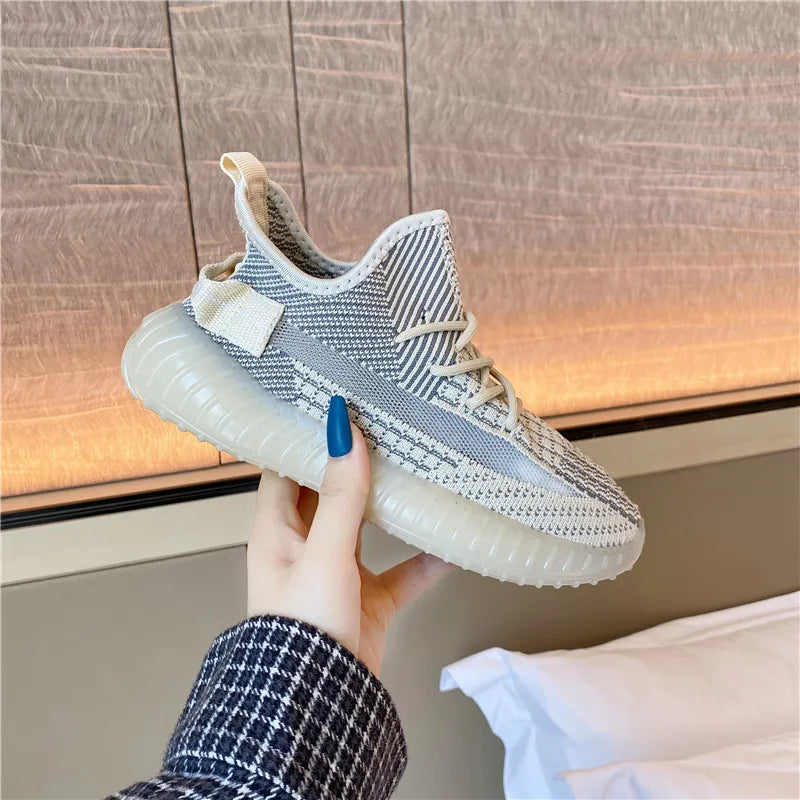 Mesh Lace-Up Platform Athletic Shoes.