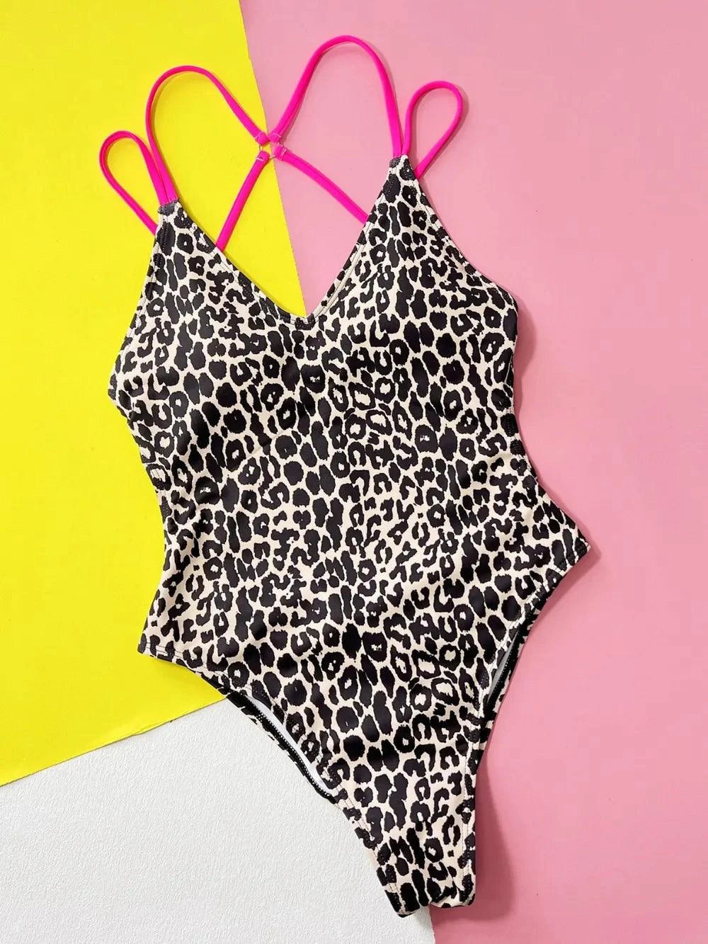 Leopard Plunge One-Piece Swimwear with Spaghetti Straps - Redemption By Ashley North