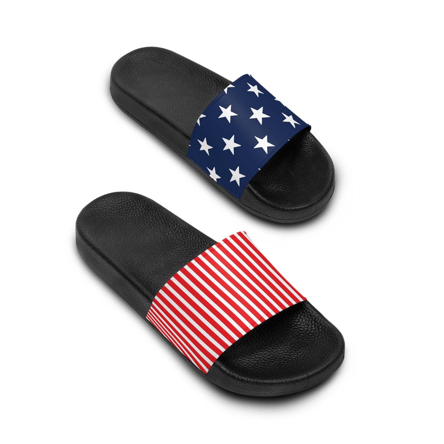 Patriotic Women's Slide Sandals with Star and Stripe Design for Summer Fun at Beach, Pool, BBQ, and Independence Day - Redemption By Ashley North