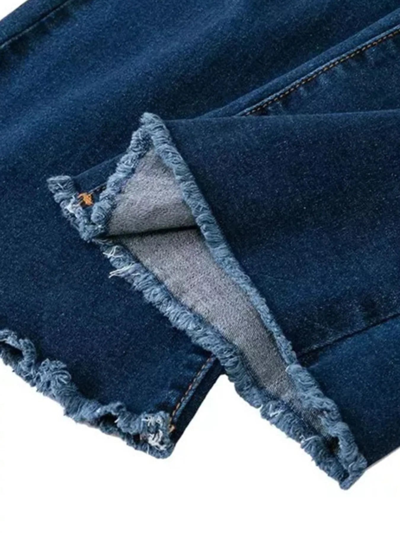 Full Size Plus Size Distressed Flare Jeans with Raw Hem.