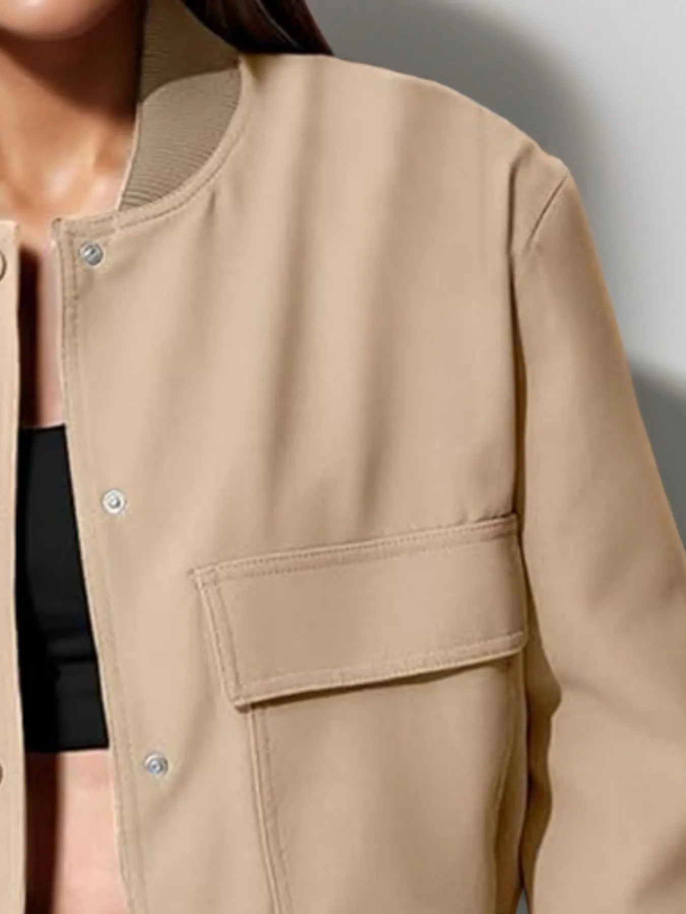 Plus Size Cropped Jacket with Snap Down Feature for Stylish Comfort - Perfect for Effortless Style - Redemption By Ashley North