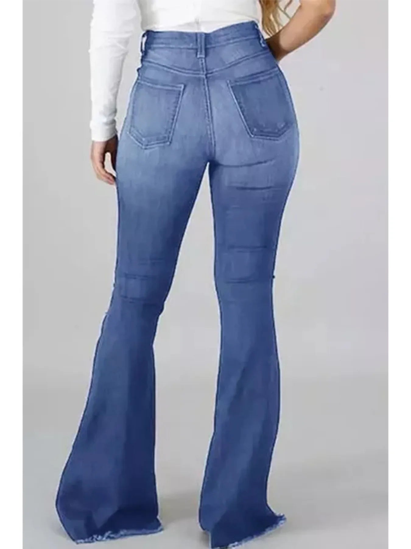 Full Size Plus Size Distressed Flare Jeans with Raw Hem.