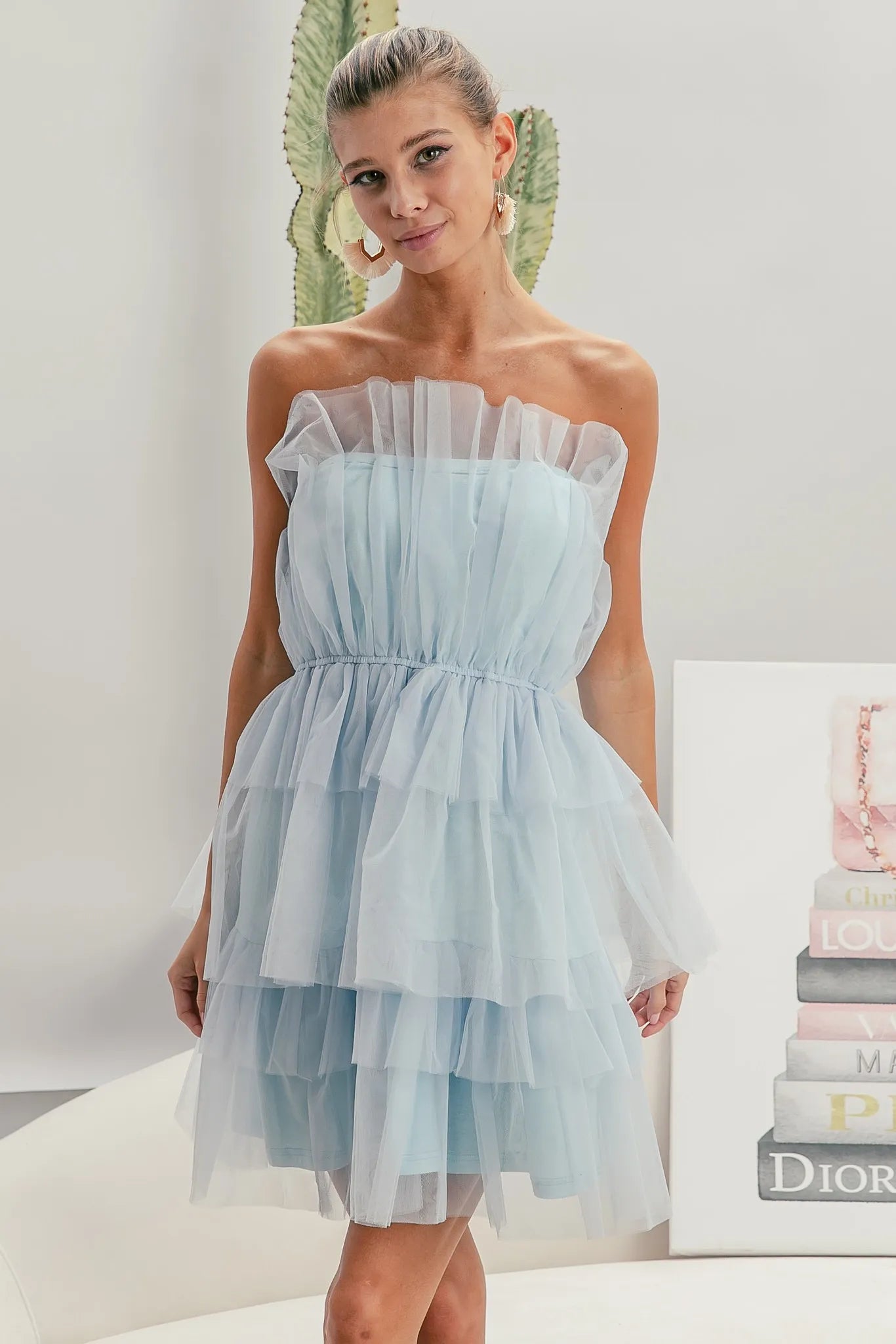 BiBi Sleeveless Layered Organza Dress.