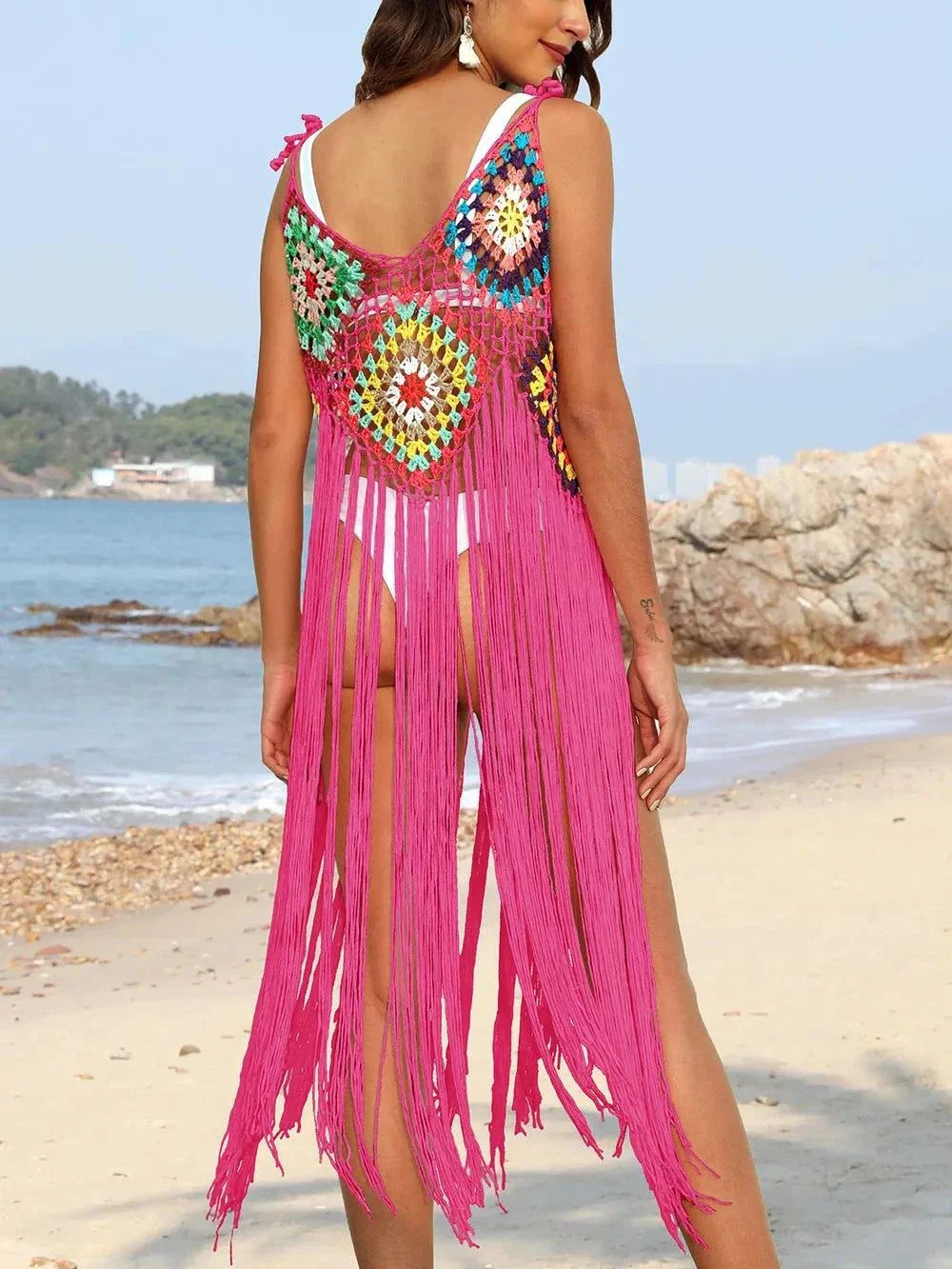 Fringe Cover-Up Dress with Spaghetti Straps - Redemption By Ashley North