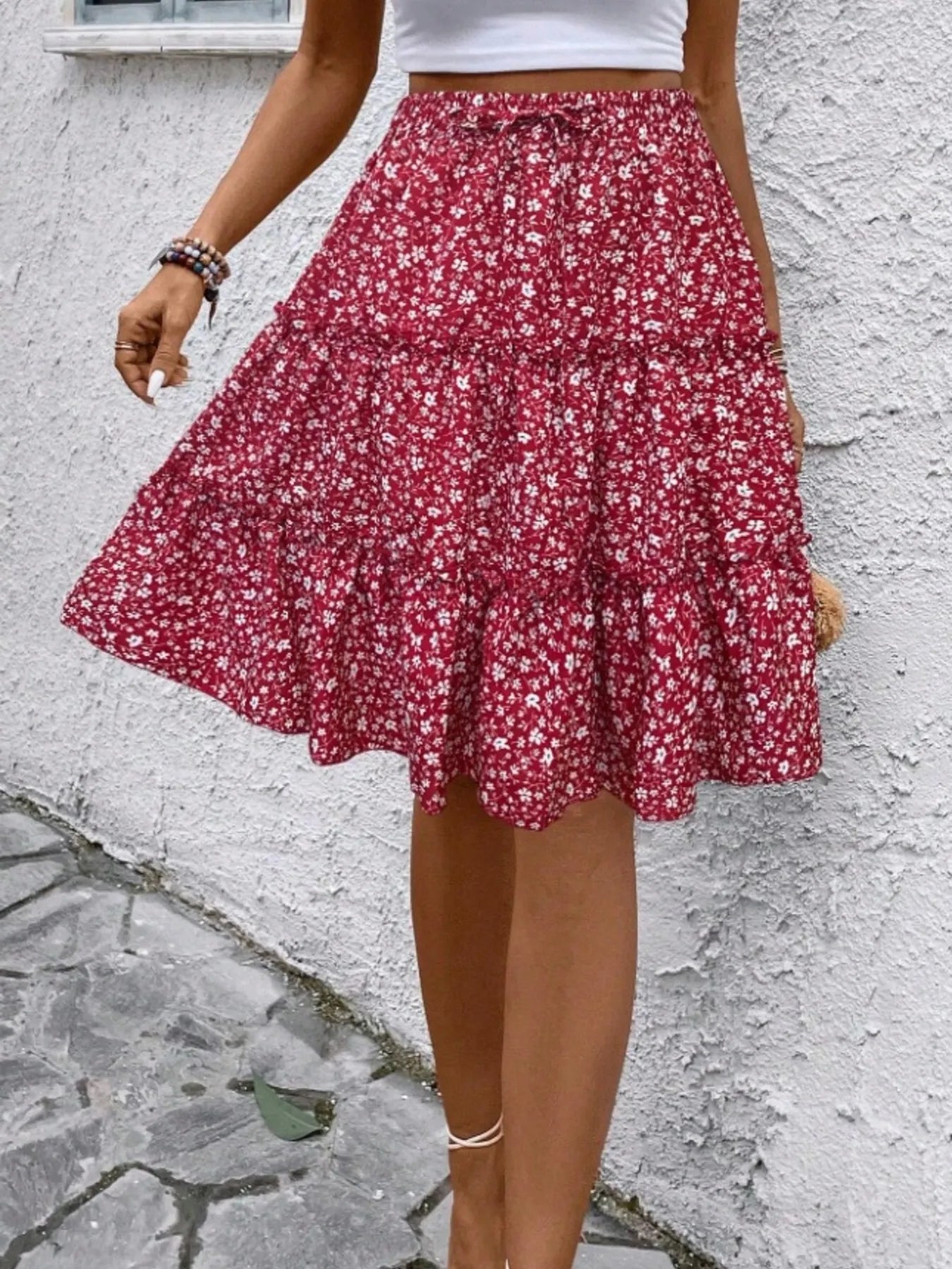 Floral Print Midi Skirt - Chic and Elegant Women's Fashion Statement - Redemption By Ashley North