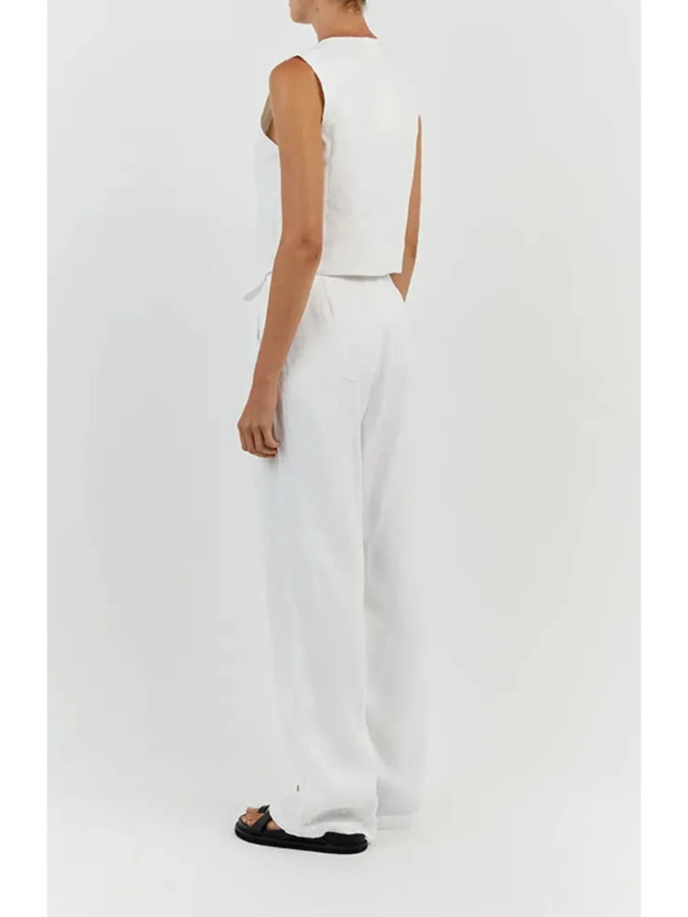 Full Size Plus Size Vest and Pants Set with Wide Leg Trim.