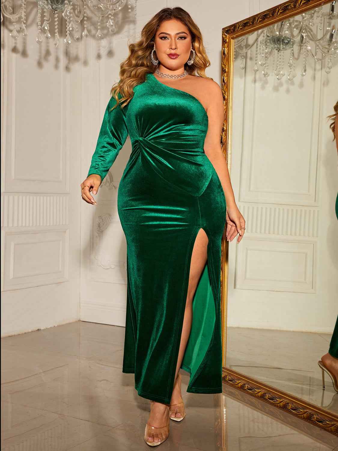 Honey Plus Size One-Shoulder Twisted Split Dress for Effortless Style - Perfect Plus Size One-Shoulder Dress - Redemption By Ashley North