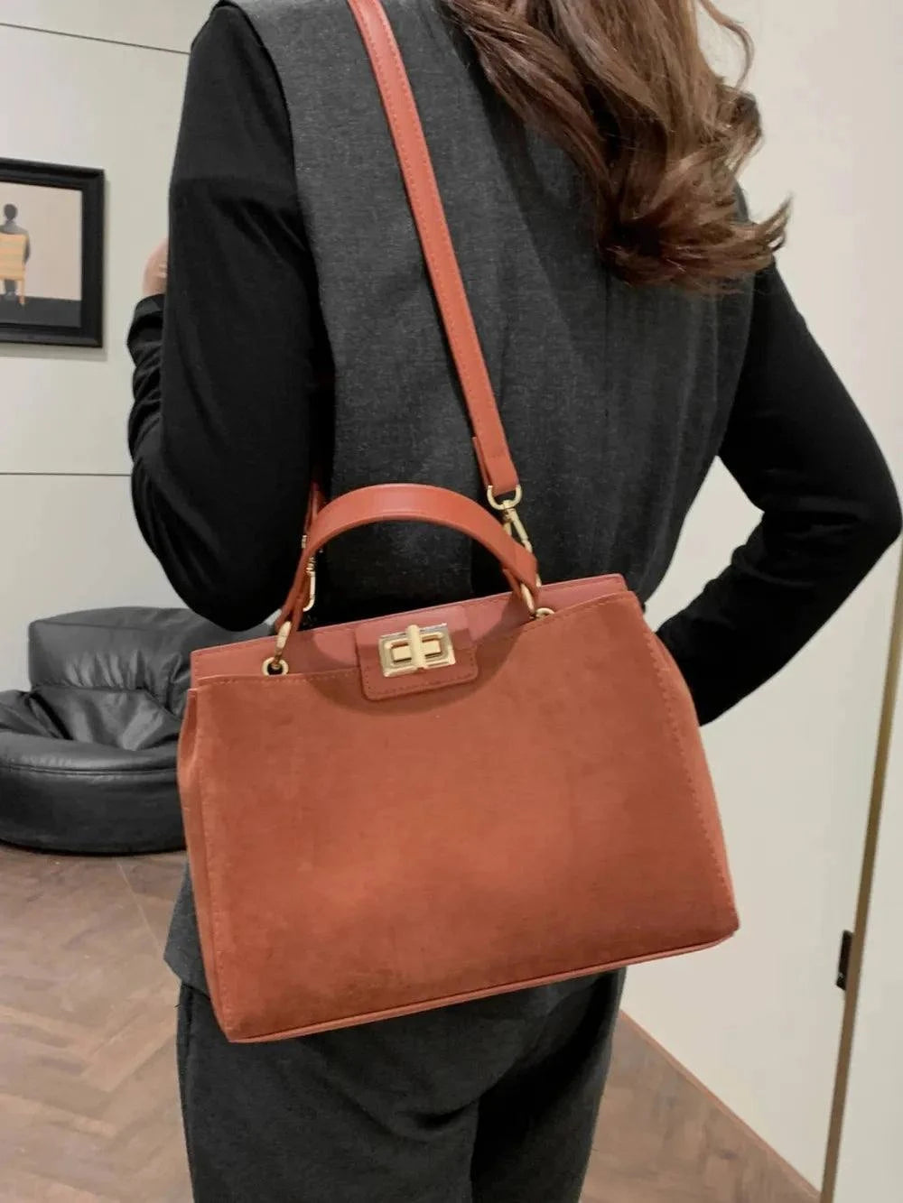 Solid Color Handbag with Removable Strap for Versatile Styling - Redemption By Ashley North