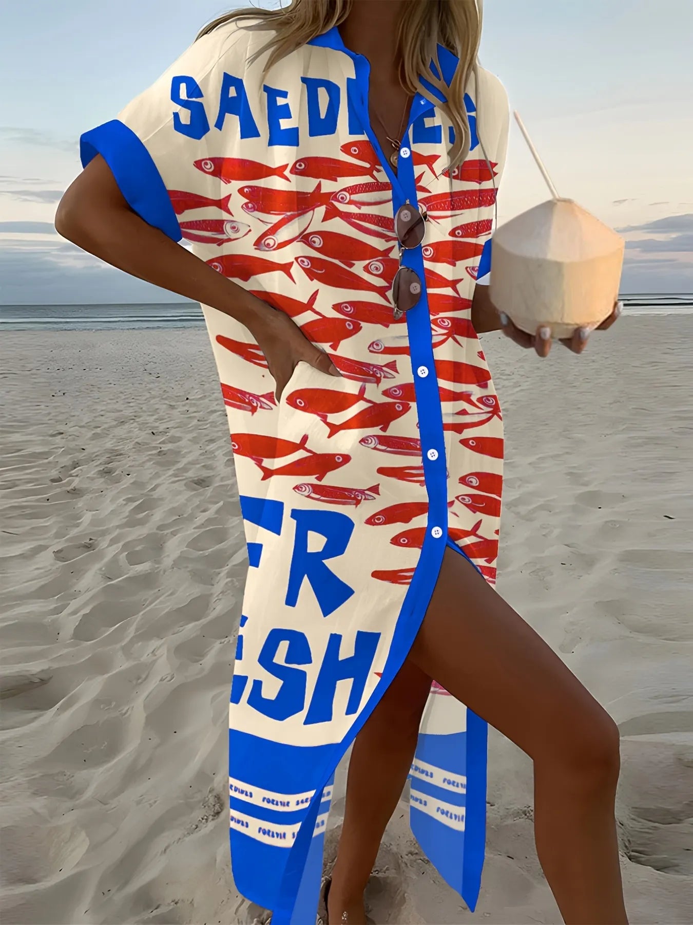 Printed Button Down Shirt Dress - Stylish and Versatile Fashion Essential.