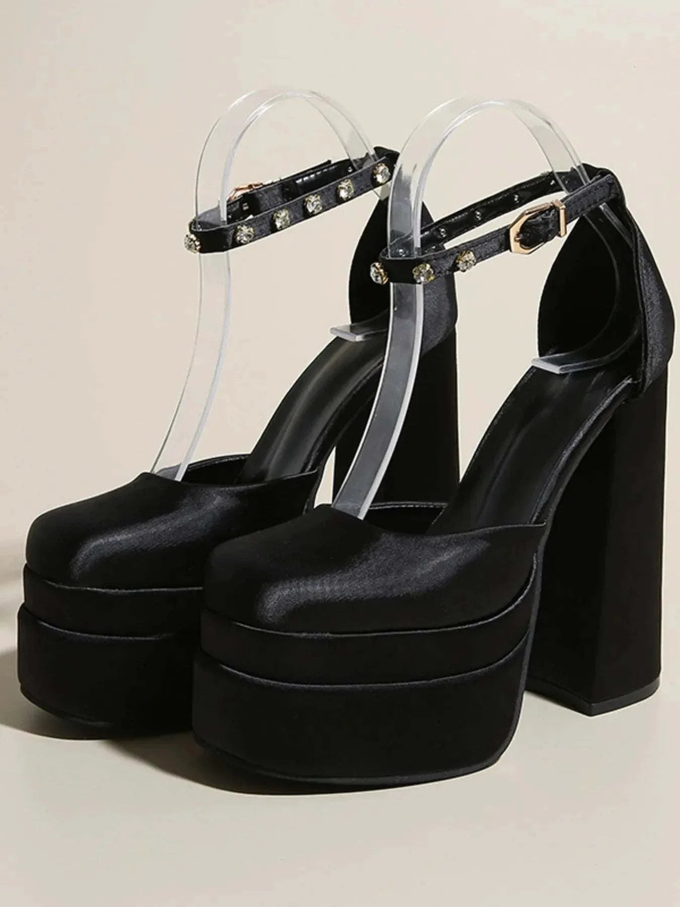 Platform High Heel Pumps with Ankle Strap - Redemption By Ashley North