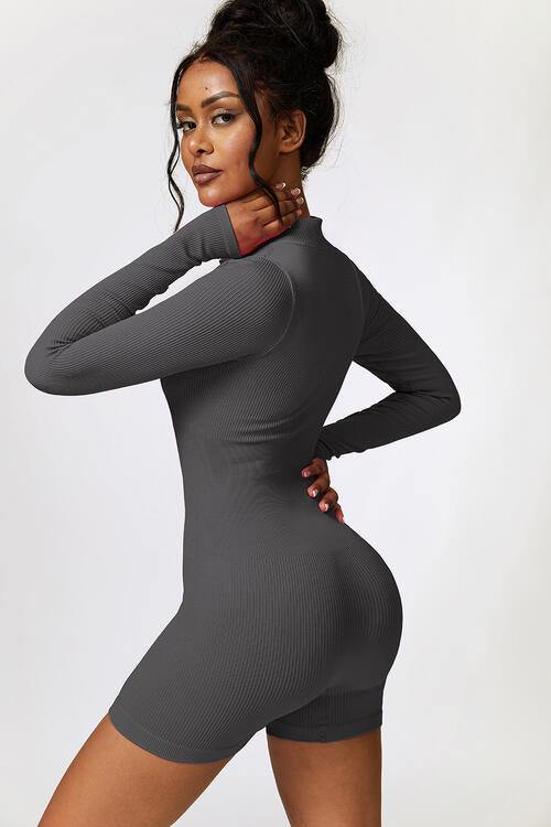 Half Zip Active Romper for Women - Stylish and Comfortable Long Sleeve Workout Jumpsuit - Redemption By Ashley North