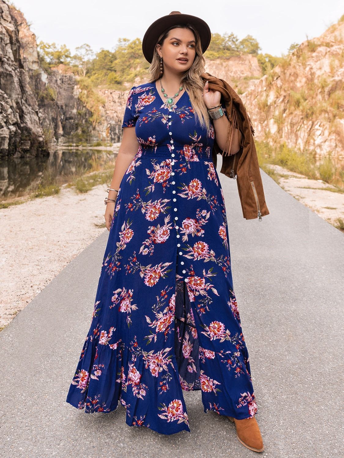 Plus Size Maxi Dress - Flattering V-Neck Long Dress for All Occasions - Redemption By Ashley North