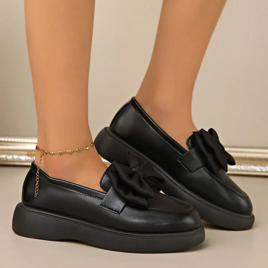 Bow Detail Platform Loafers.