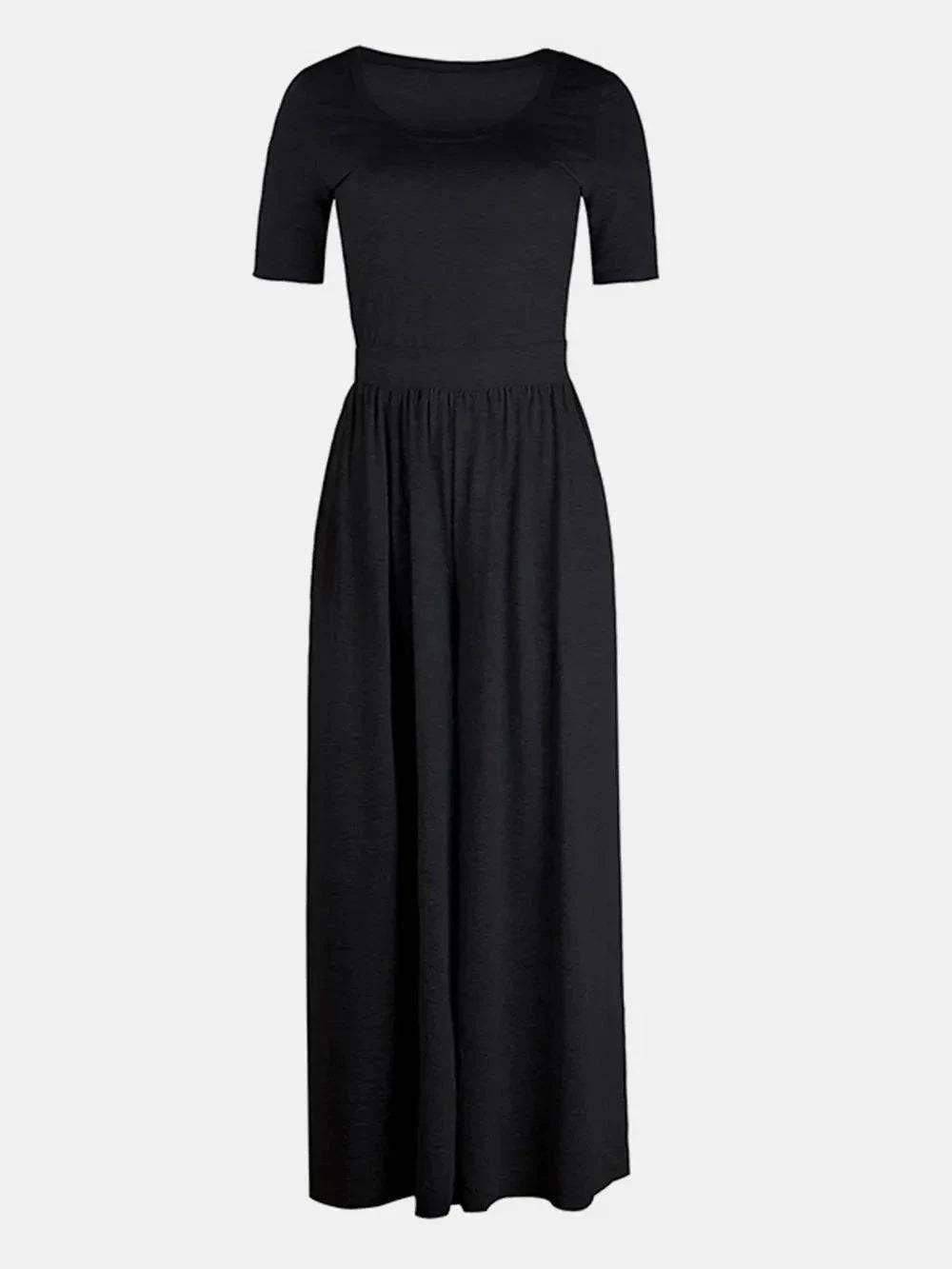 Scoop Neck Jumpsuit - Short Sleeve Stylish Women's Outfit - Redemption By Ashley North