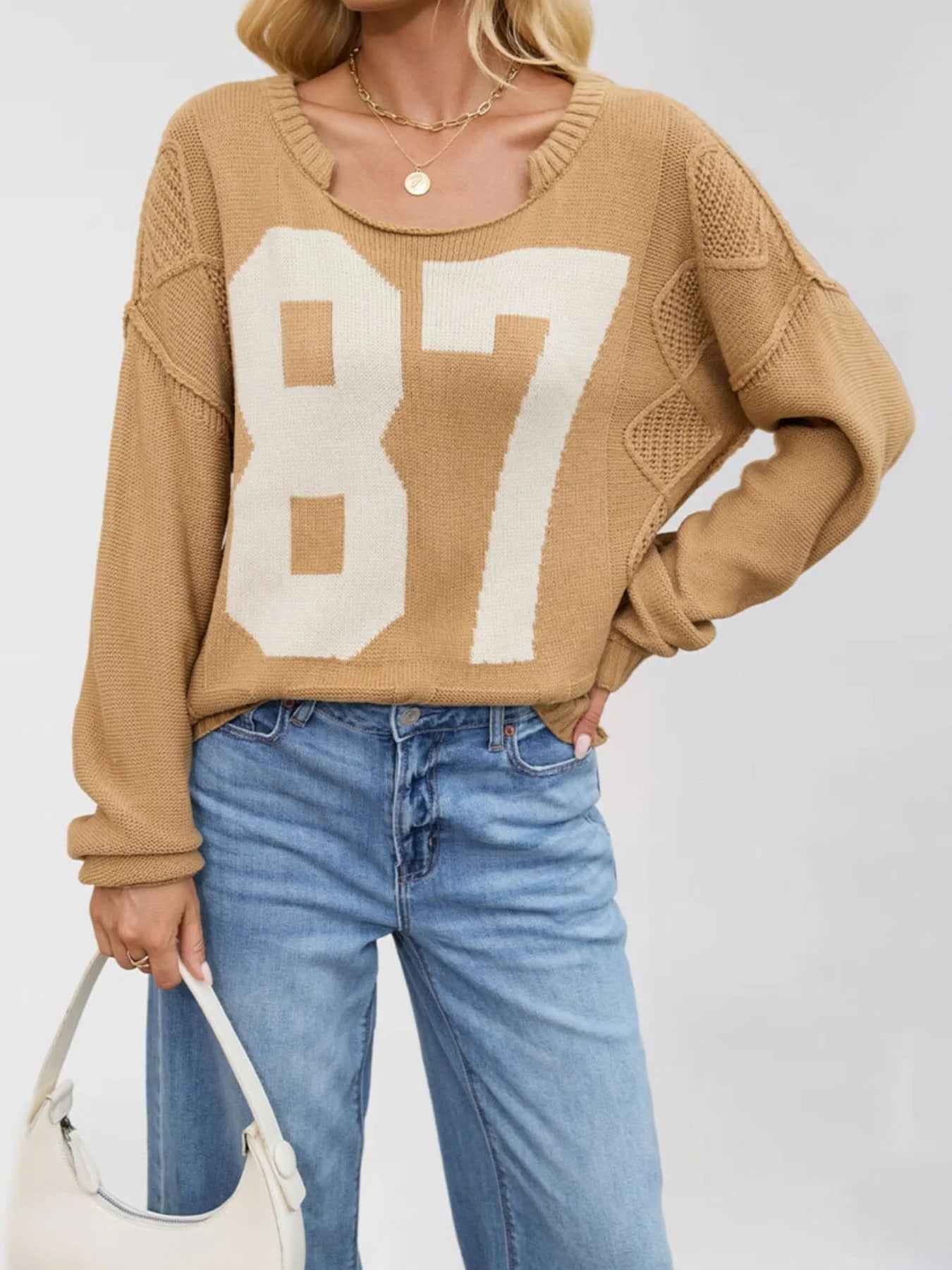 Number 81 Oversized Cable Knit Sweater.