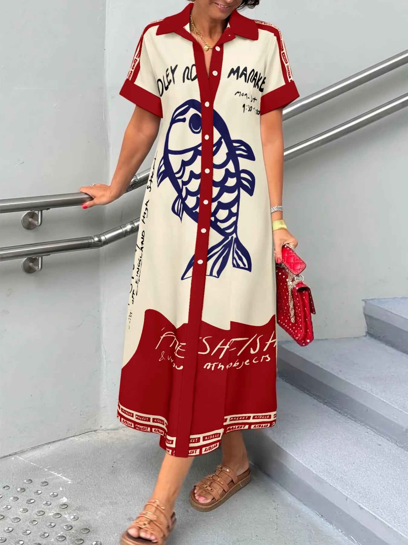 Printed Button Down Shirt Dress - Stylish and Versatile Fashion Essential.