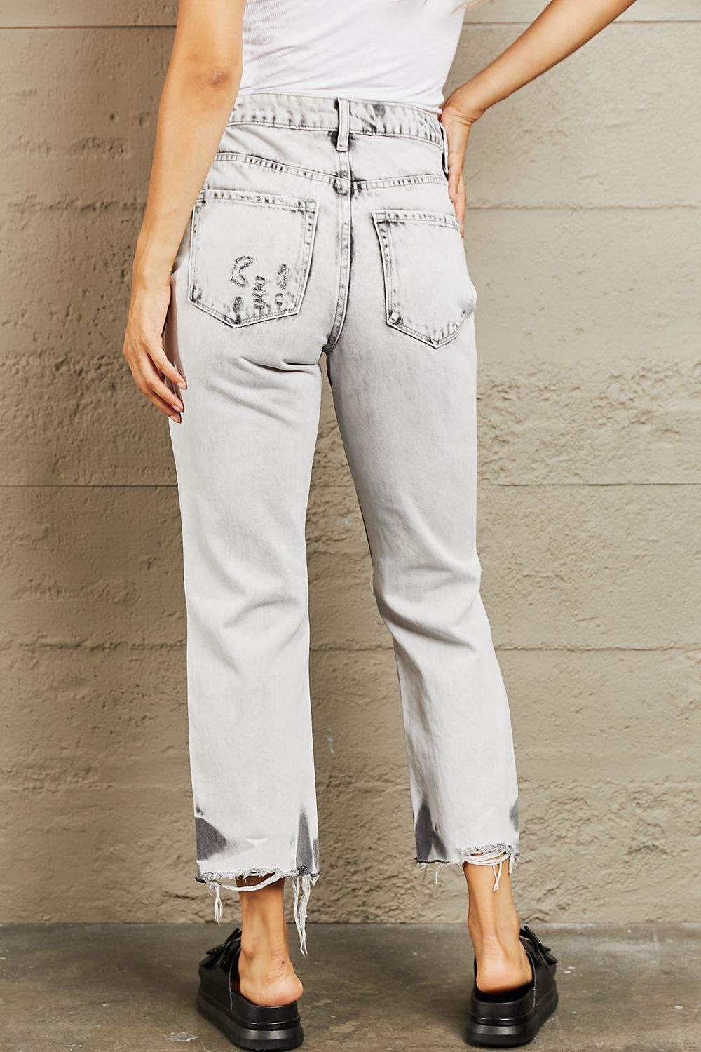 BAYEAS Acid Wash Cropped Mom Jeans - Trendy Accent Style - Redemption By Ashley North