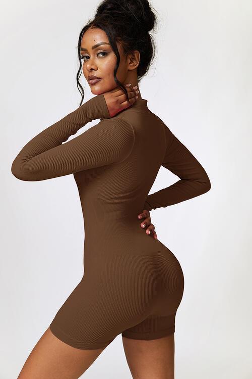 Half Zip Active Romper for Women - Stylish and Comfortable Long Sleeve Workout Jumpsuit - Redemption By Ashley North