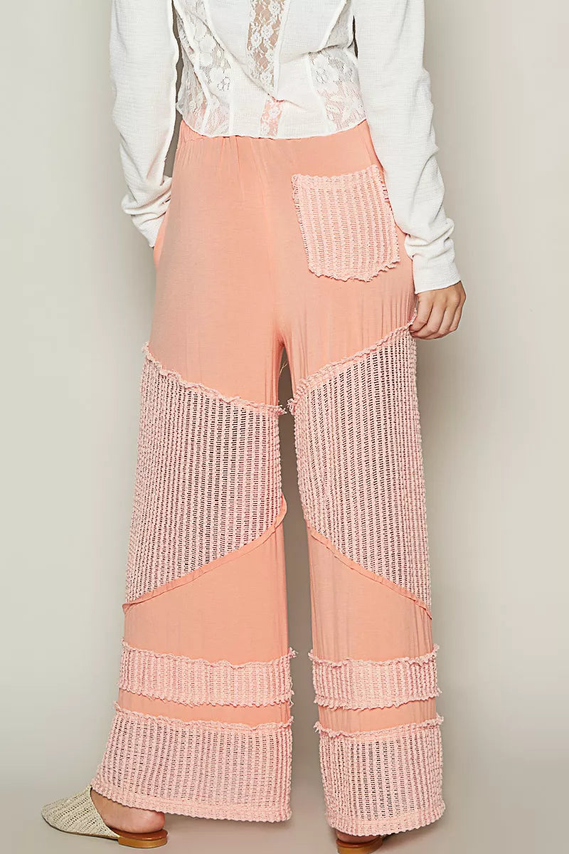 POL Drawstring Elastic Waistband Wide-Leg Pants.