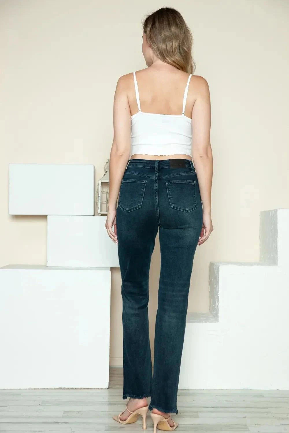 Judy Blue Straight Jeans Full Size Button Fly Hem Destroyed Style - Redemption By Ashley North