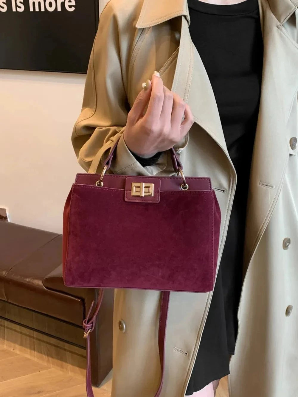 Solid Color Handbag with Removable Strap for Versatile Styling - Redemption By Ashley North