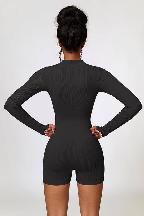 Half Zip Active Romper for Women - Stylish and Comfortable Long Sleeve Workout Jumpsuit - Redemption By Ashley North