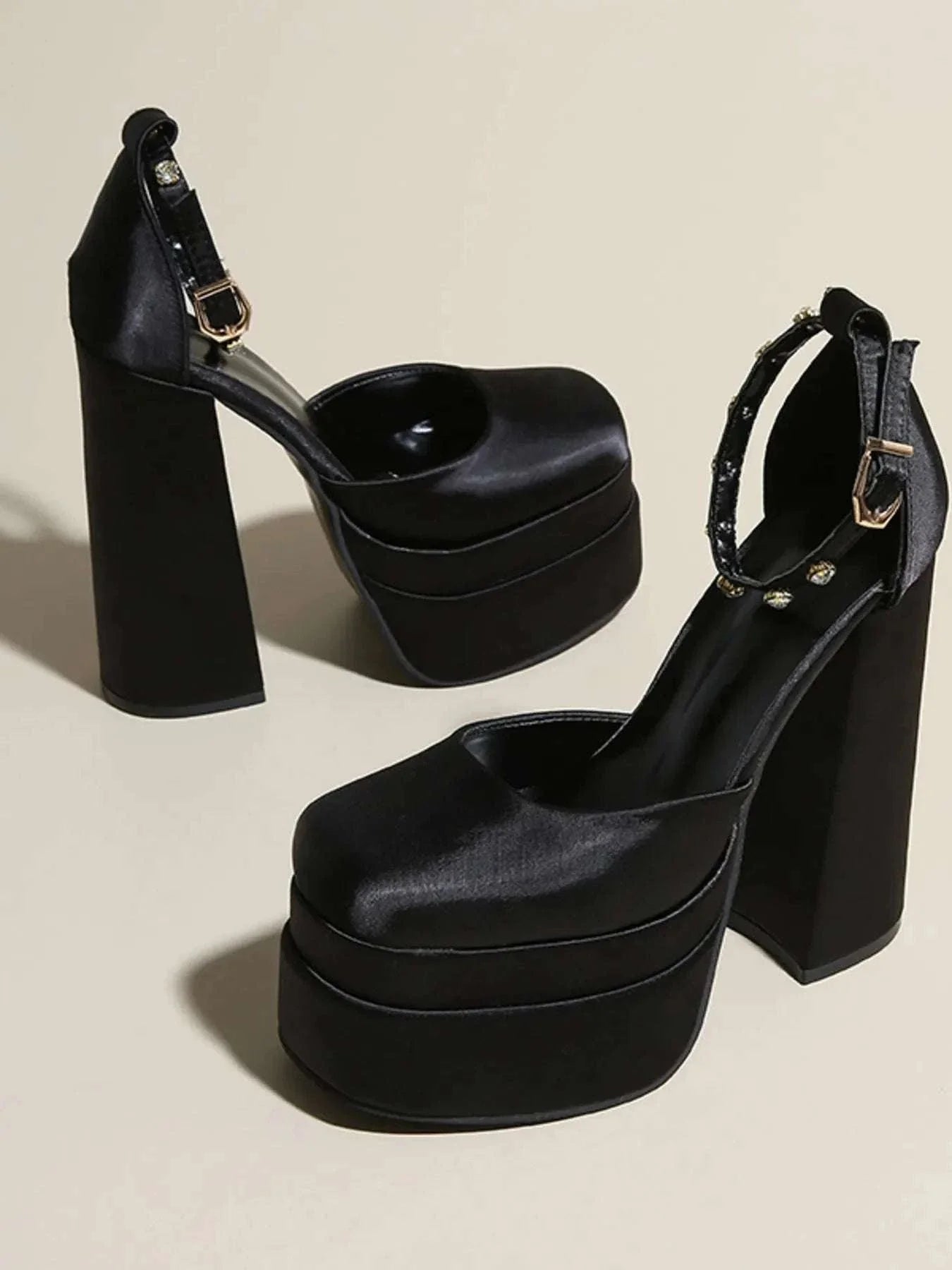 Platform High Heel Pumps with Ankle Strap - Redemption By Ashley North