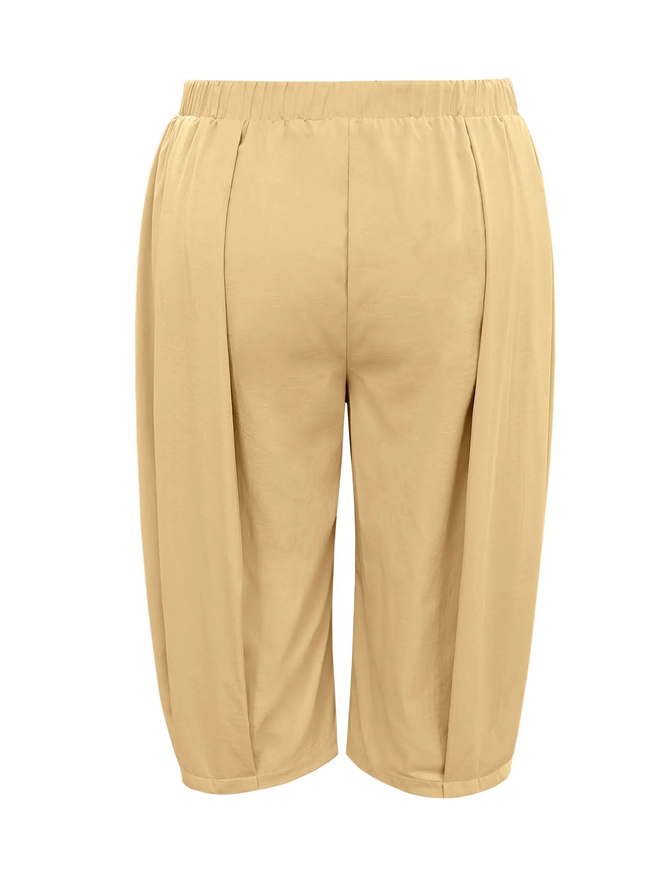 Plus Size Pleated Cropped Pants with Wide Leg Detail.