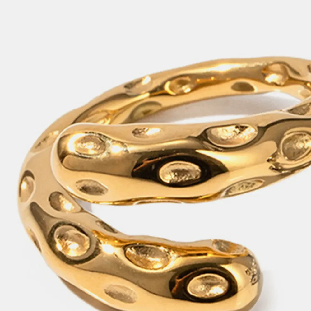 Titanium steel 18K gold-plated bypass ring with textured design