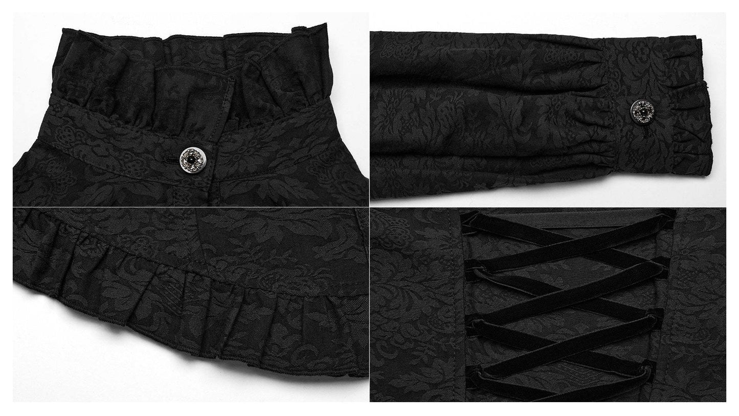 Vintage Court Style Gothic Jacquard Puff Sleeve Shirt for Women with Slim Fitting Waistband - Redemption By Ashley North