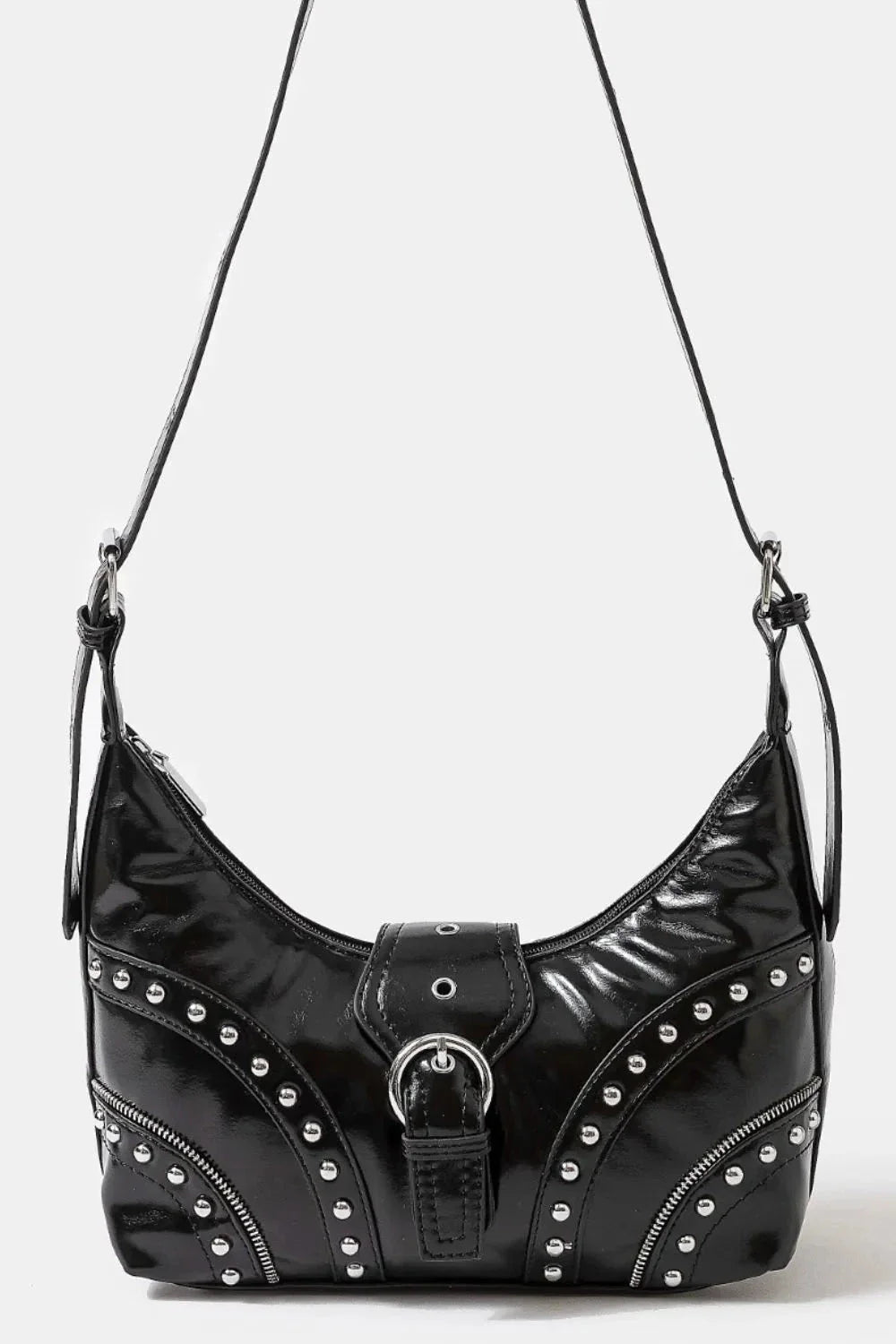 Fame Faux Leather Shoulder Bag with Studded Trim - Chic and Versatile Handbag for Every Occasion - Redemption By Ashley North