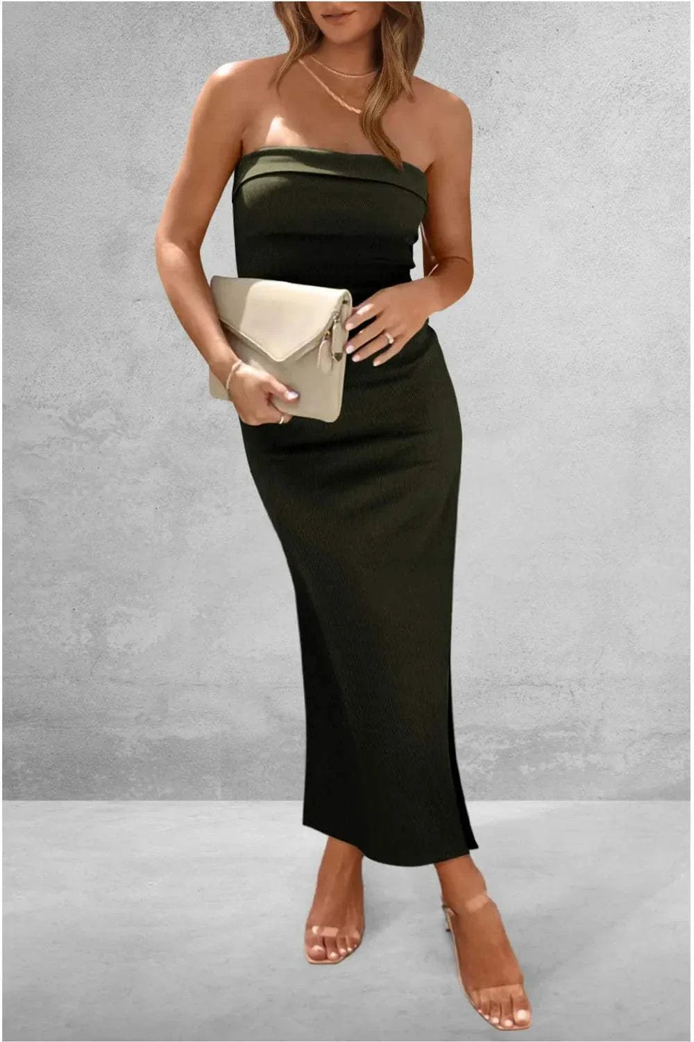 Slit Tube Midi Dress for Trendy and Fashion-Forward Outfits - Redemption By Ashley North