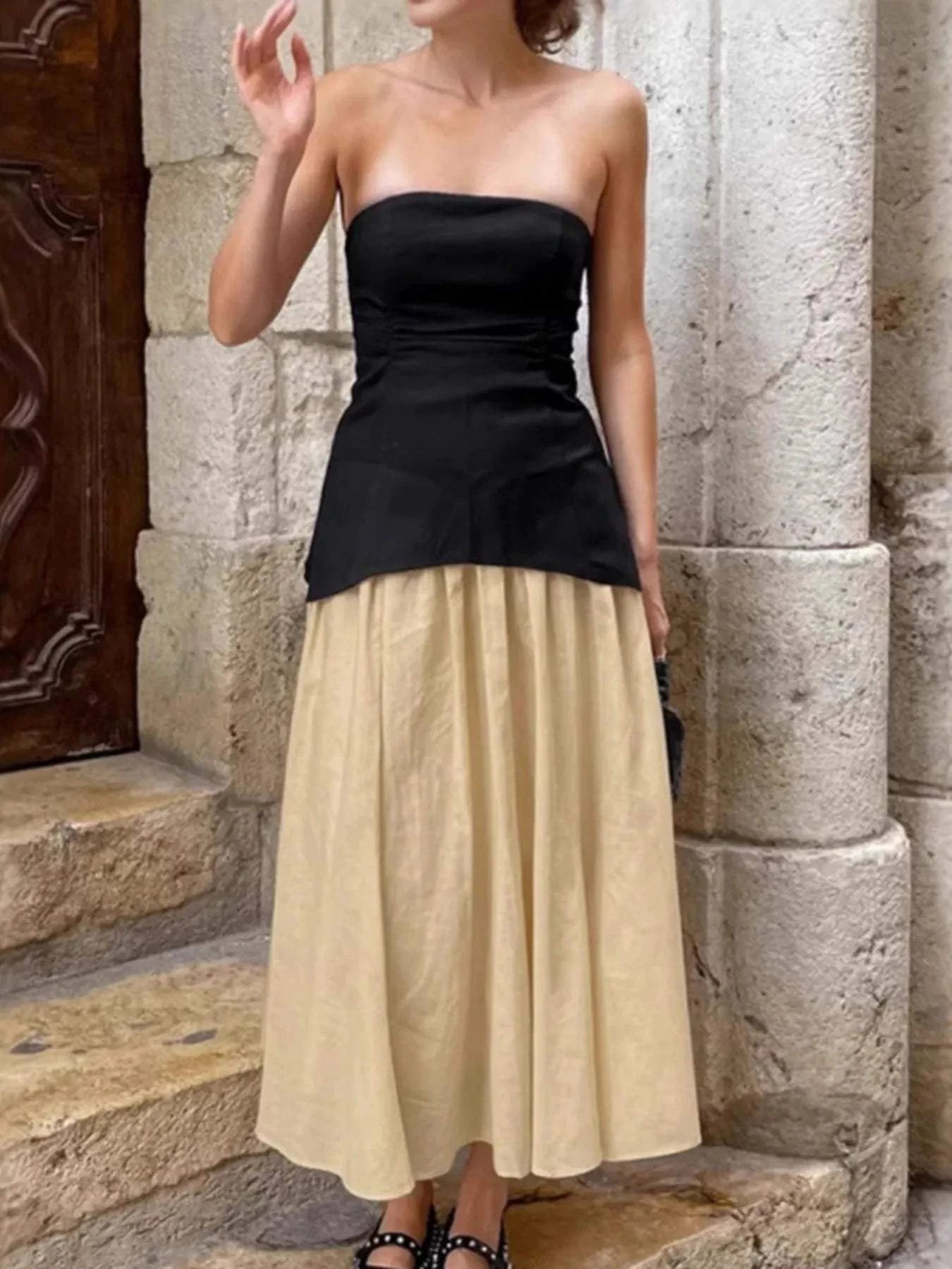 Back Zipper Tube Top Set with Midi Skirt for Stylish Outfits - Redemption By Ashley North