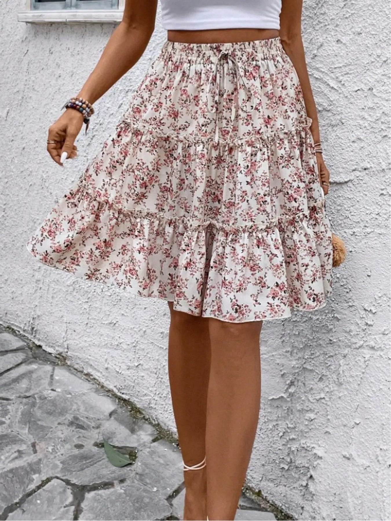 Floral Print Midi Skirt - Chic and Elegant Women's Fashion Statement - Redemption By Ashley North