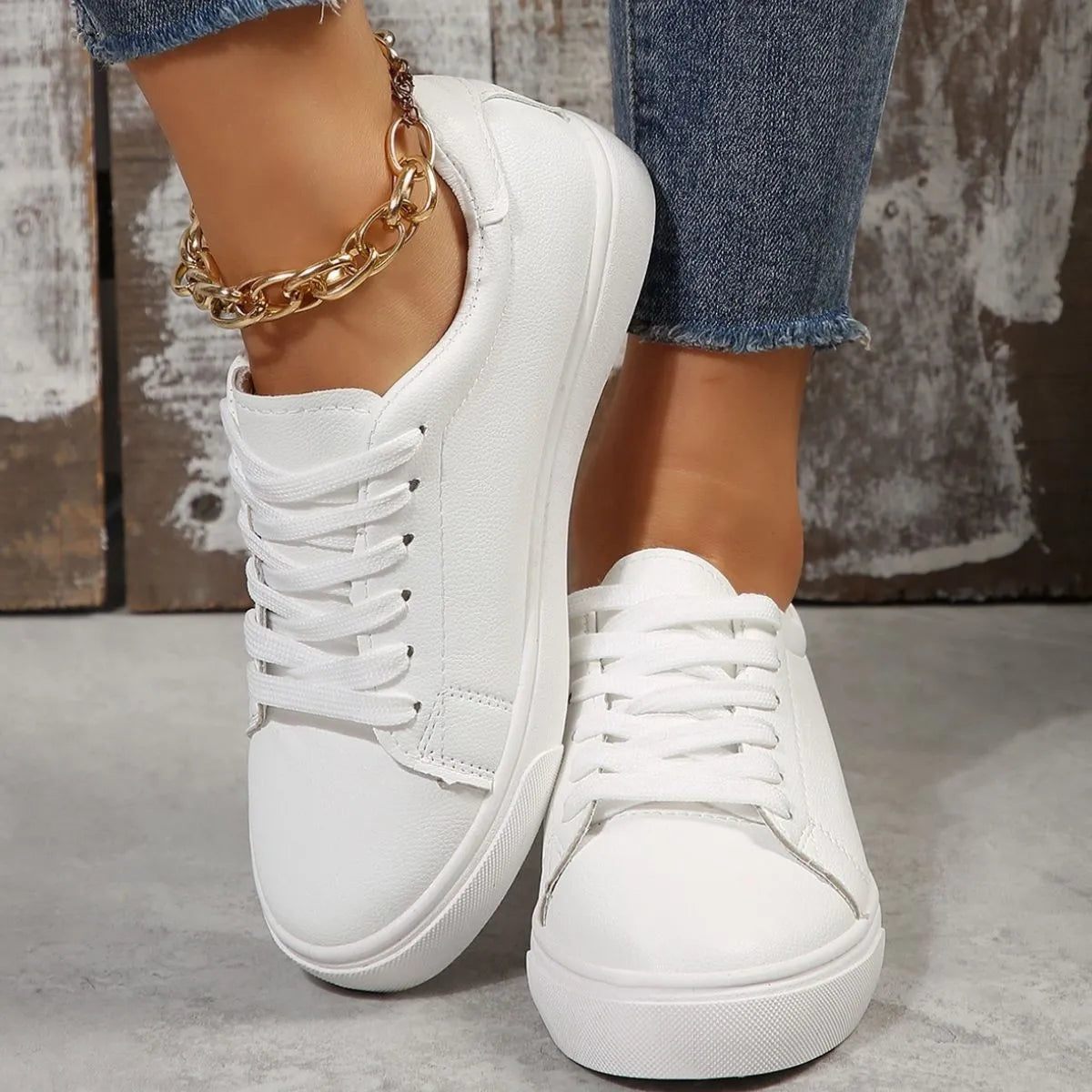 Round Toe Platform Sneakers.