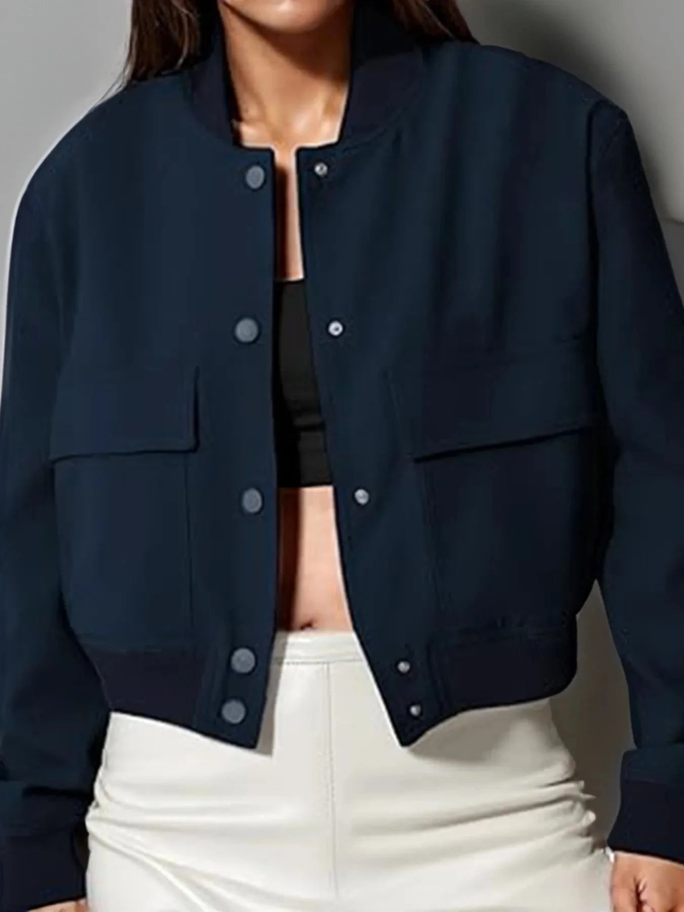 Plus Size Cropped Jacket with Snap Down Feature for Stylish Comfort - Perfect for Effortless Style - Redemption By Ashley North