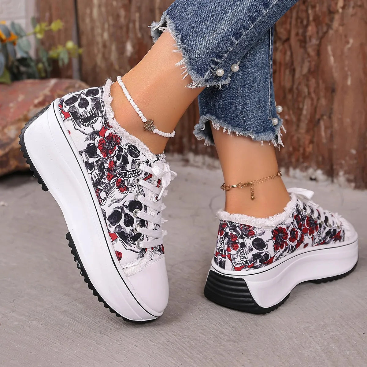 Printed Lace Up Platform Sneakers - Stylish Printed Platform Sneakers for Every Occasion - Redemption By Ashley North