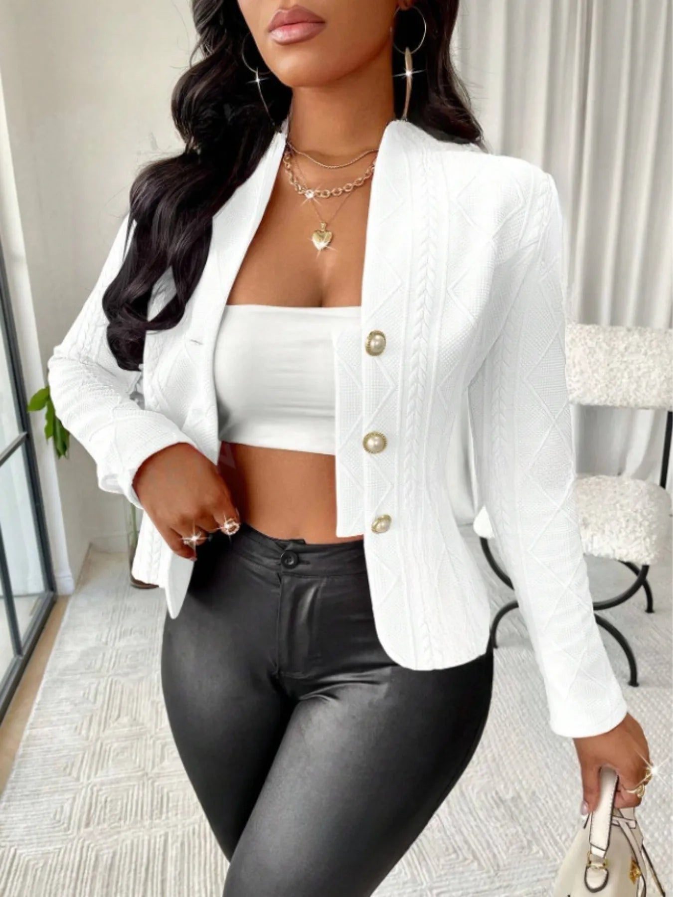 Textured Long Sleeve Jacket for Effortless Style and Comfort - Redemption By Ashley North