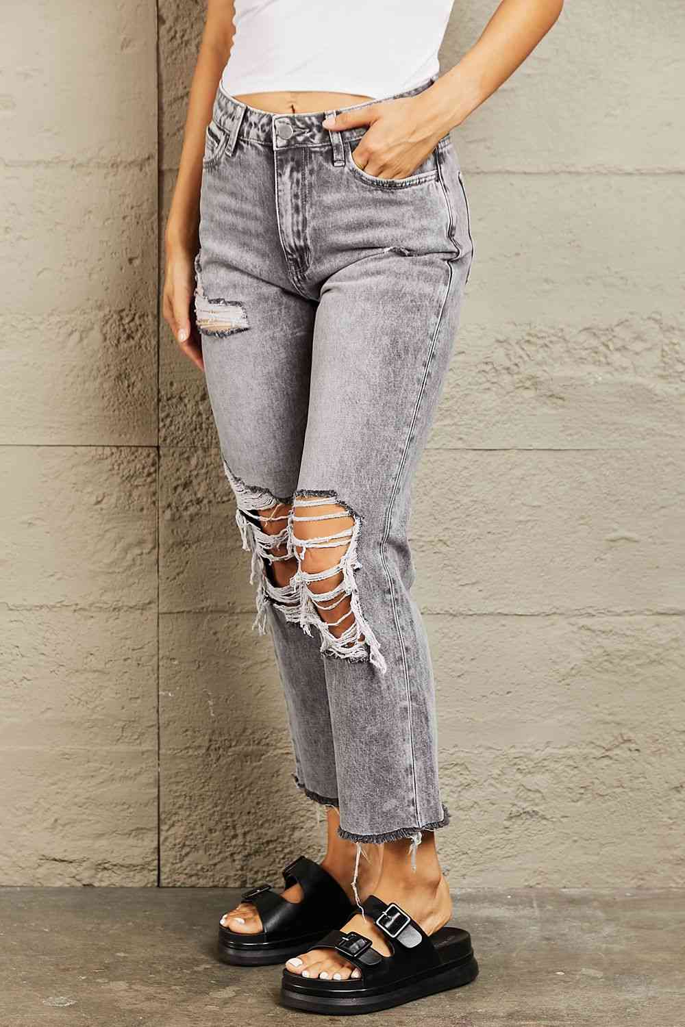BAYEAS Acid Wash Distressed Cropped Jeans for a Chic Look - Redemption By Ashley North