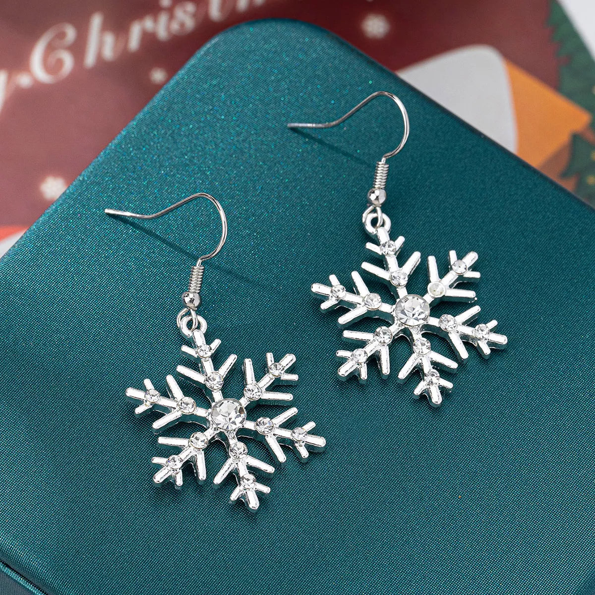 Christmas Snowflake Dangle Earrings.