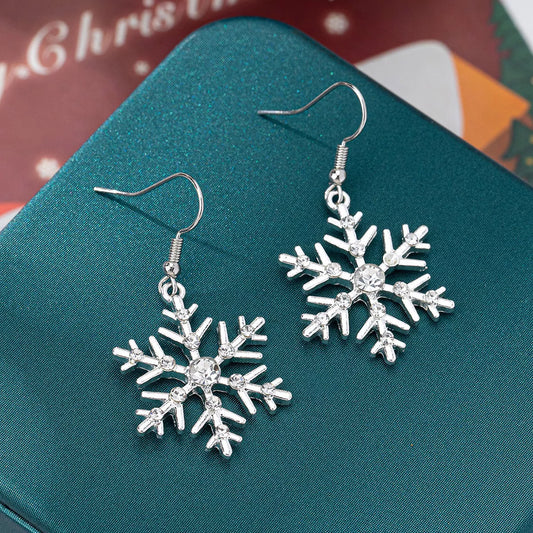 Christmas Snowflake Dangle Earrings.