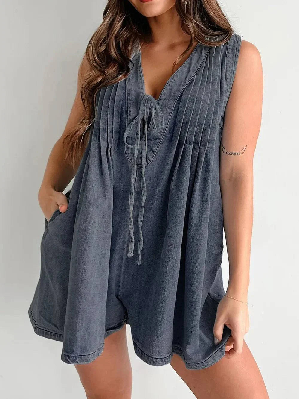 Tied Romper with Pockets - Stylish and Convenient Summer Wear - Redemption By Ashley North