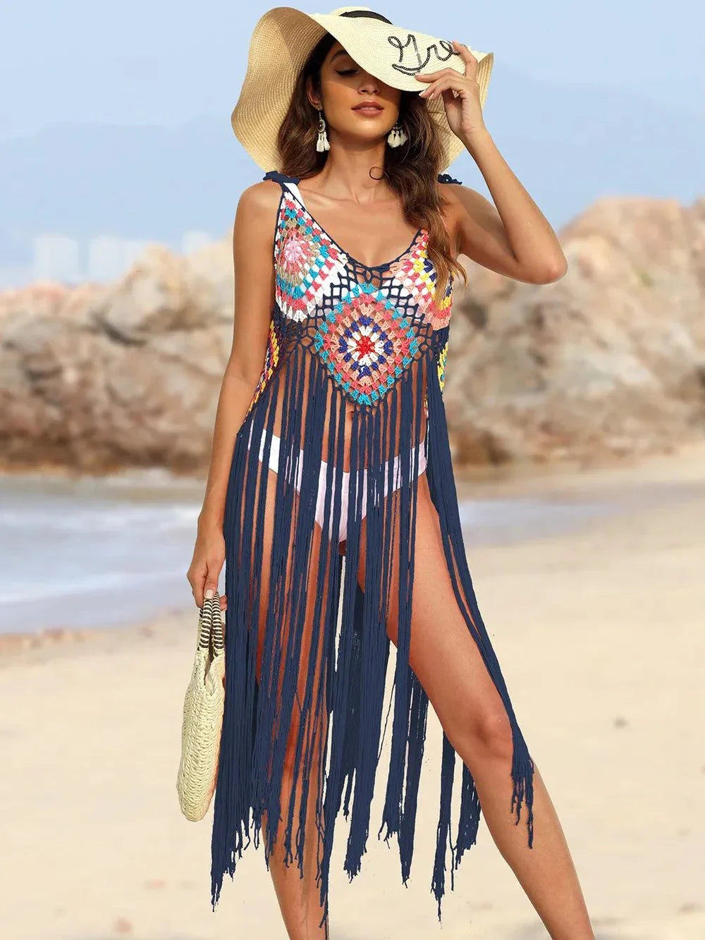 Fringe Cover-Up Dress with Spaghetti Straps - Redemption By Ashley North