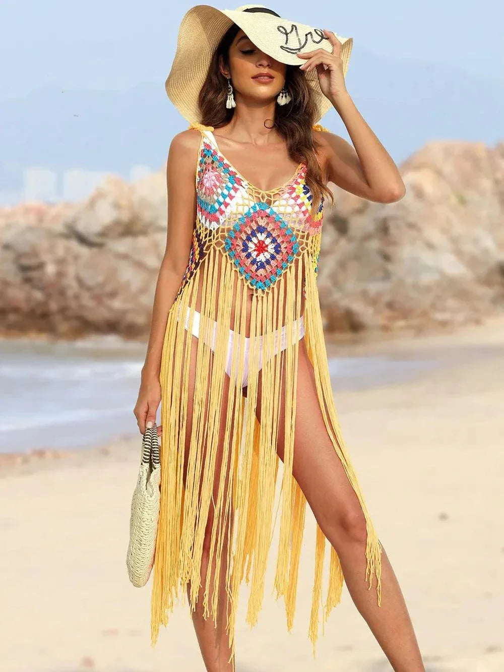Fringe Cover-Up Dress with Spaghetti Straps - Redemption By Ashley North